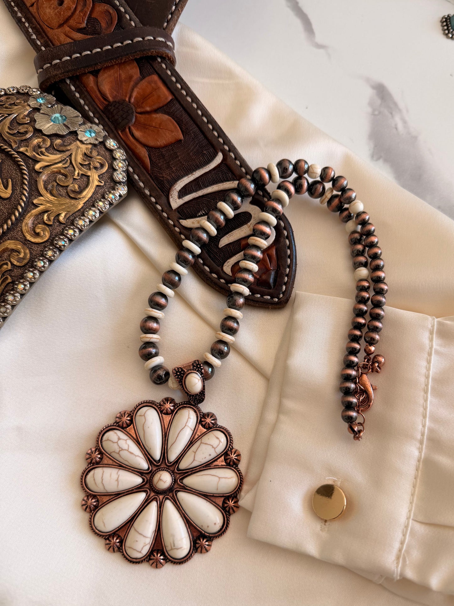 Copper blossom necklace