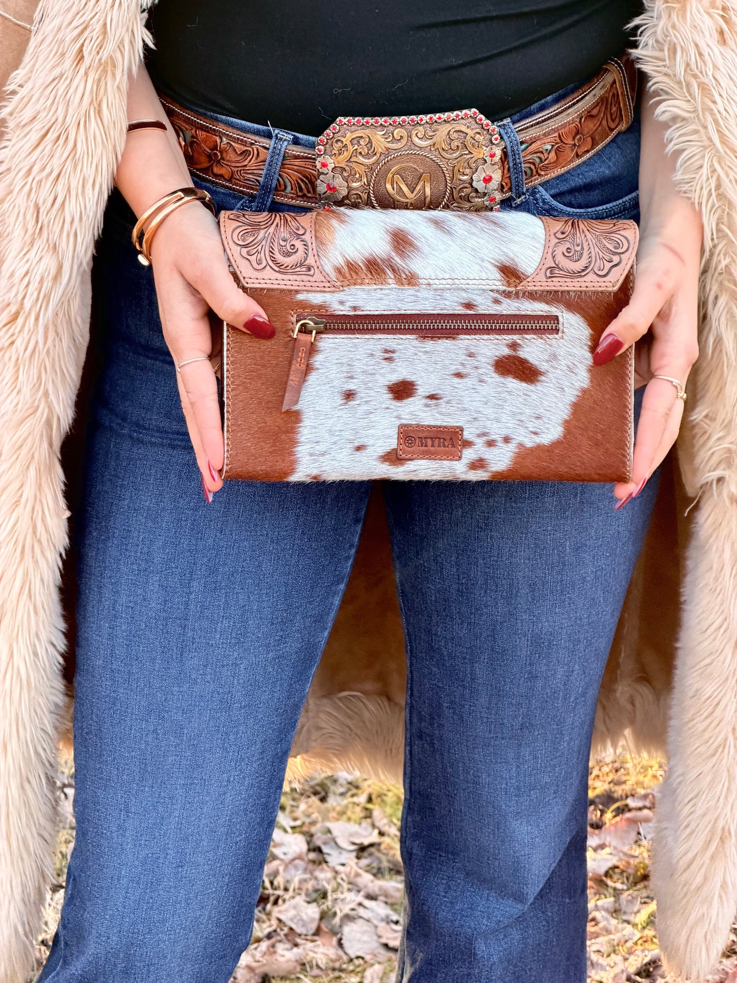 Desert Rose Tooled Cowhide