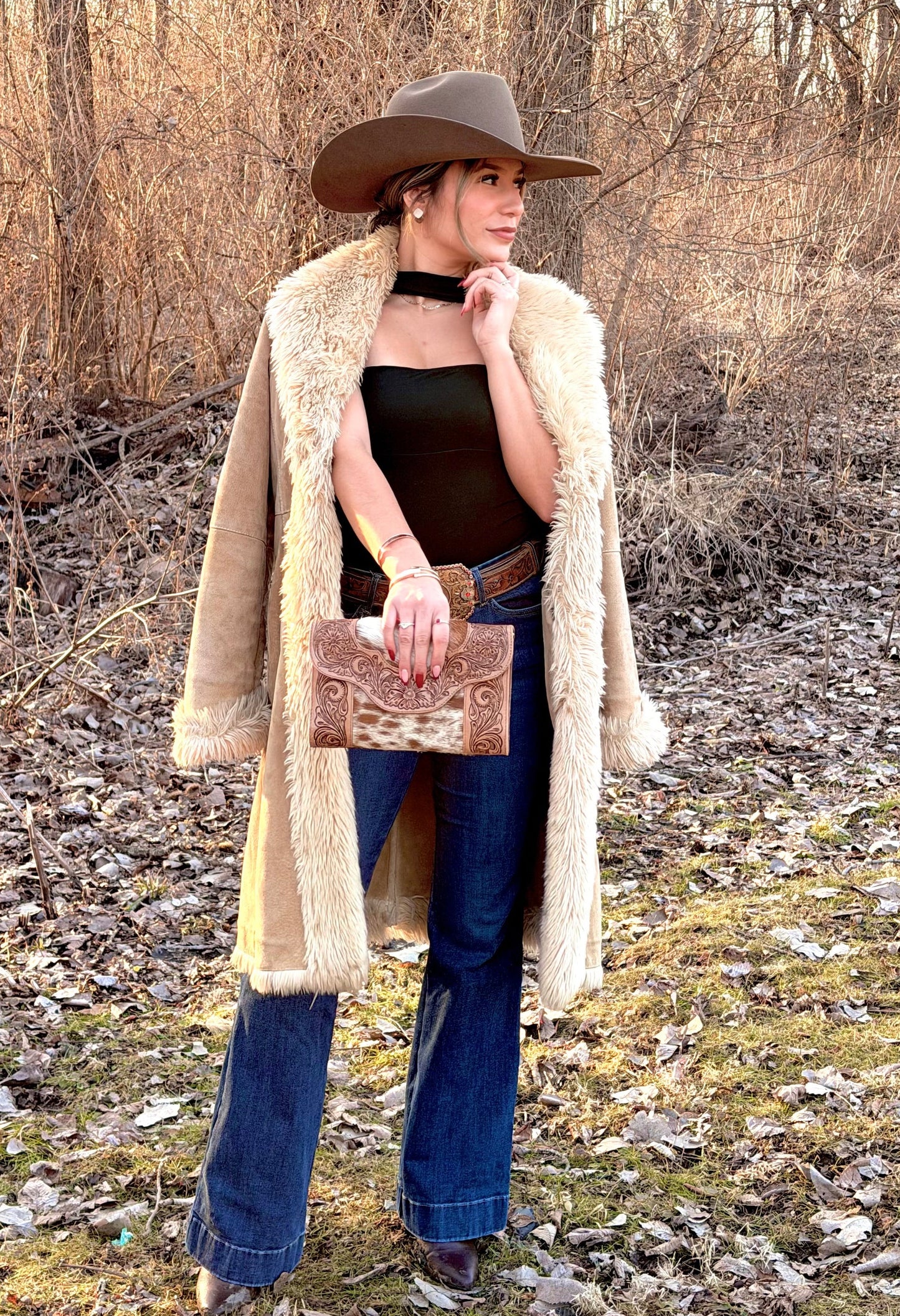 Desert Rose Tooled Cowhide