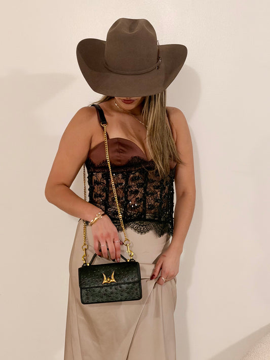 Ostrich Noir Black Crossbody