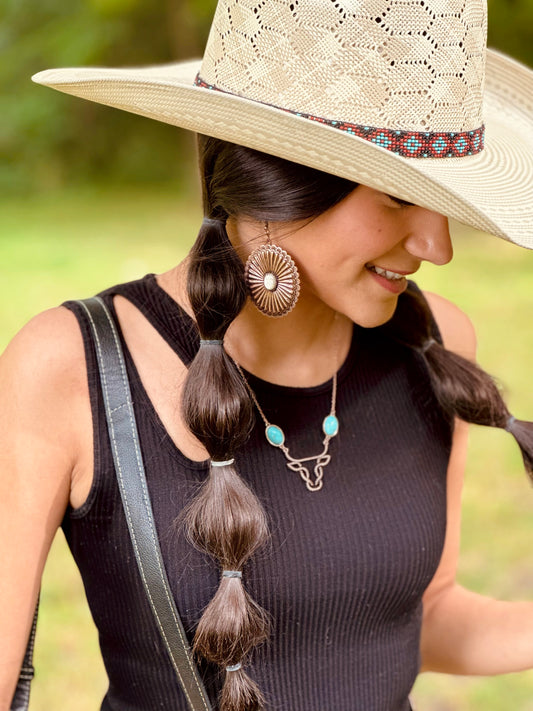 Copper concho earrings