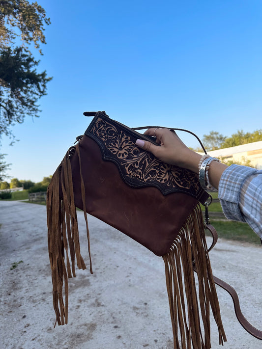 Chocolate fringe bag